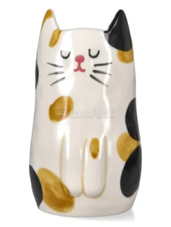 Vaso Gatto in Gres Dipinto a Mano - Macchiolino