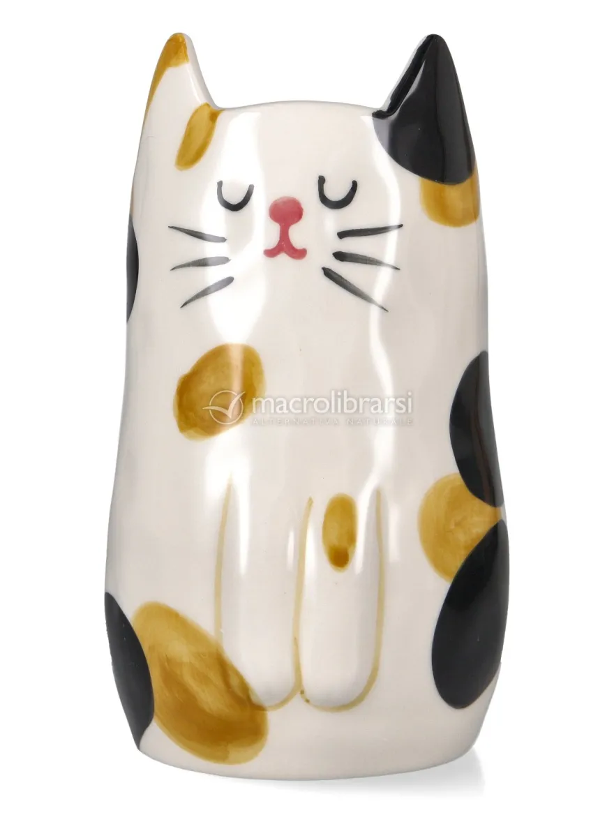 Vaso Gatto in Gres Dipinto a Mano - Macchiolino