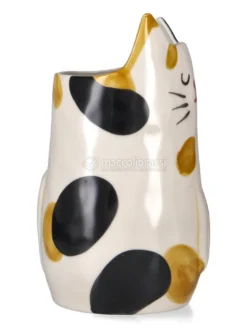 Vaso Gatto in Gres Dipinto a Mano - Macchiolino