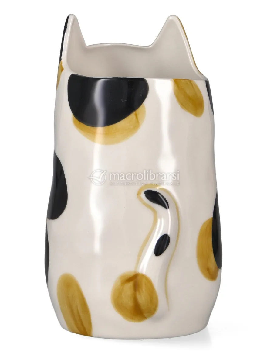 Vaso Gatto in Gres Dipinto a Mano - Macchiolino