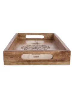 Vassoio da Portata Rettangolare in Legno di Mango "Fiore della Vita"
