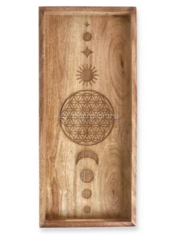 Vassoio da Portata Rettangolare in Legno di Mango "Fiore della Vita"