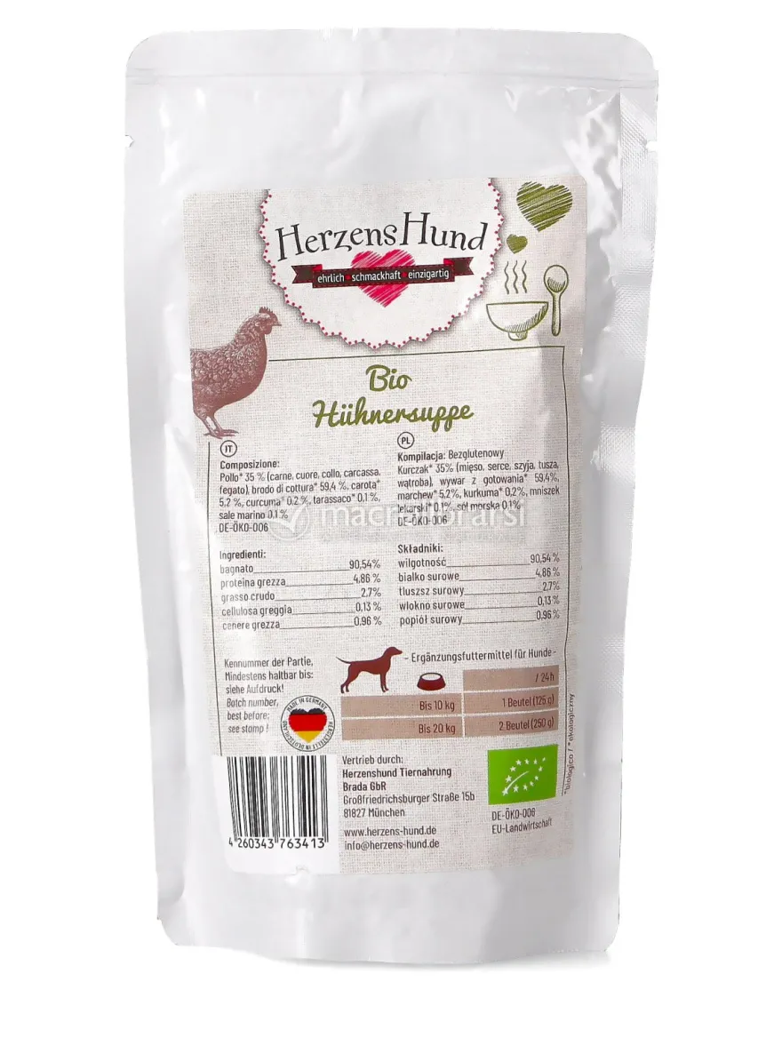 Zuppa di Pollo Biologica per Cani
